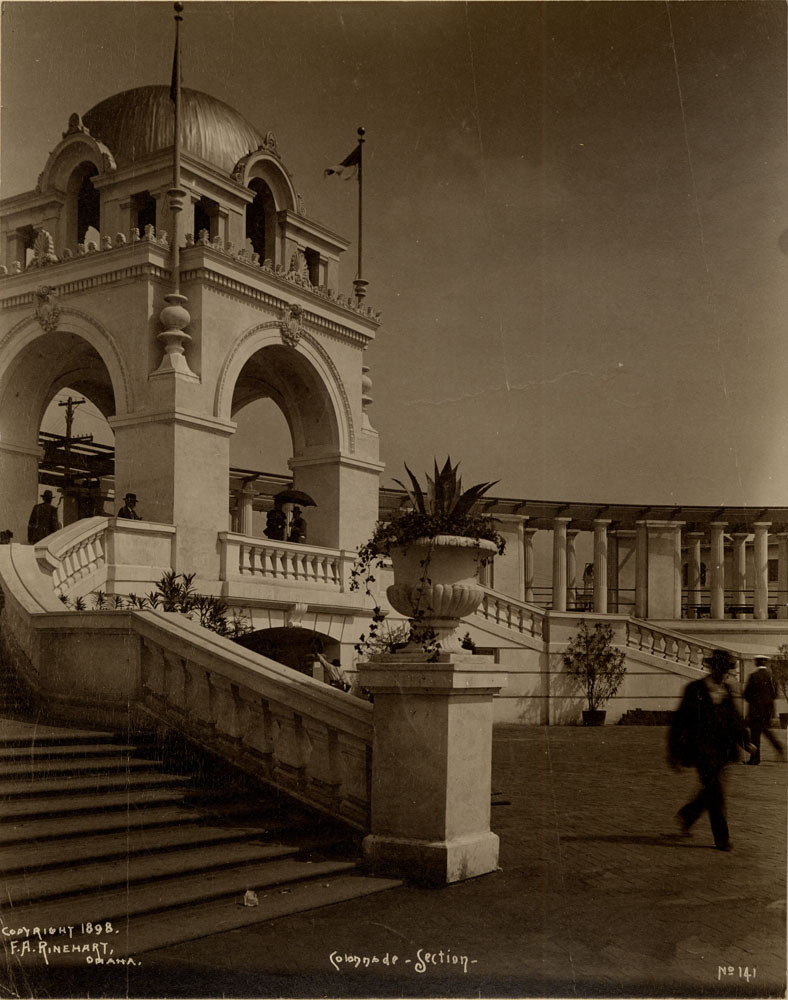 Detail of Grand Colonnade, with a few people.