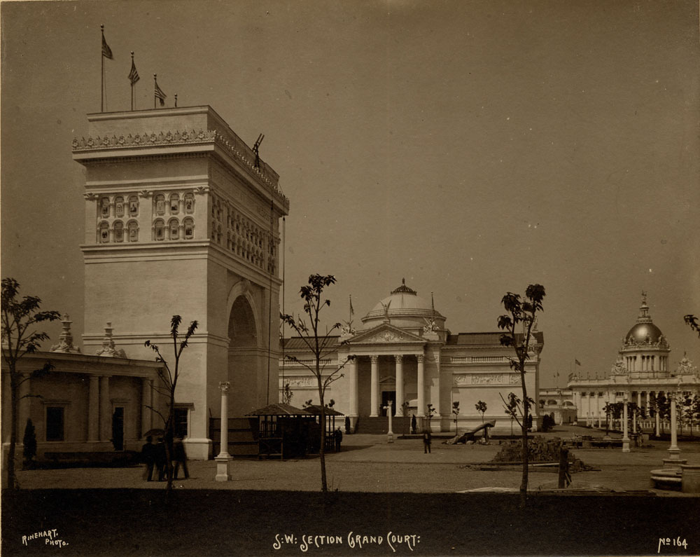 Arch of States, Fine Arts, and U.S. Government Building, looking west.