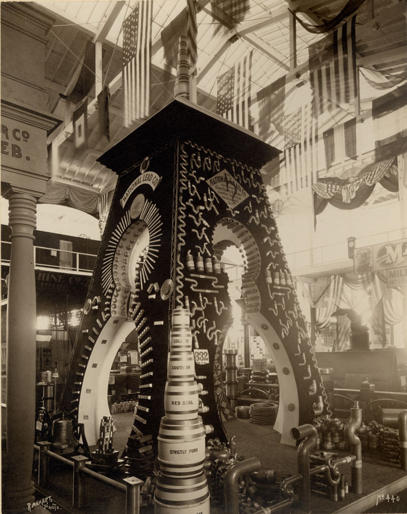 Interior of Manufactures Building. National Lead Company display.