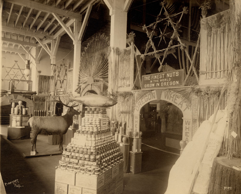 Interior of Agriculture Building. Oregon State exhibit.