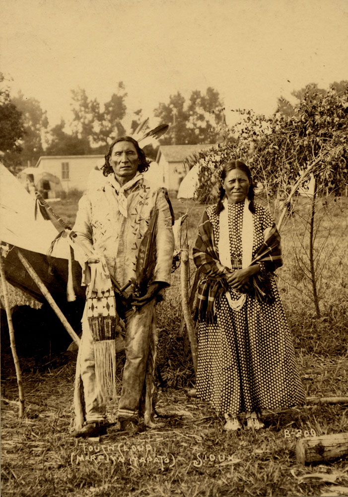 Group Portrait of Indian Congress Participants. Sioux Delegates. Touch Cloud (Marpiya Itapato) and unidentified woman.