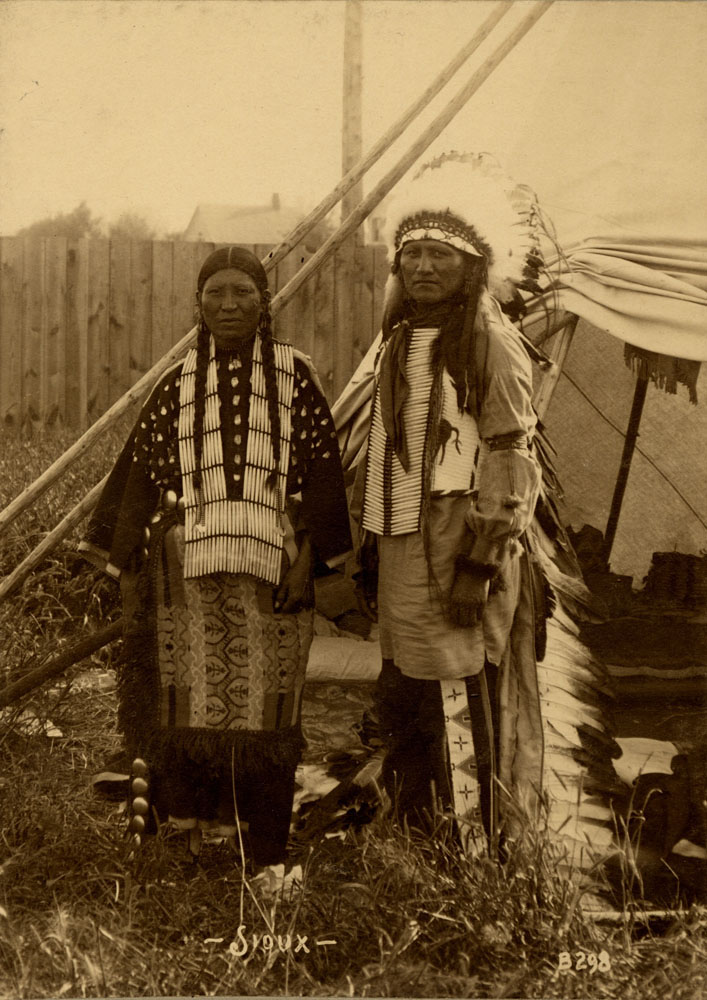 Group Portrait of Indian Congress Participants. Sioux Delegates. Unidentified Man and Woman.