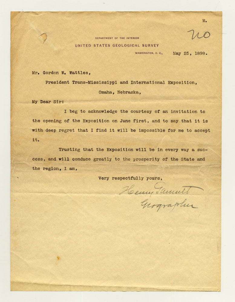 Opening Day Invitations; U.S. Geological Survey. 1 sheet previously folded in thirds. Letter.