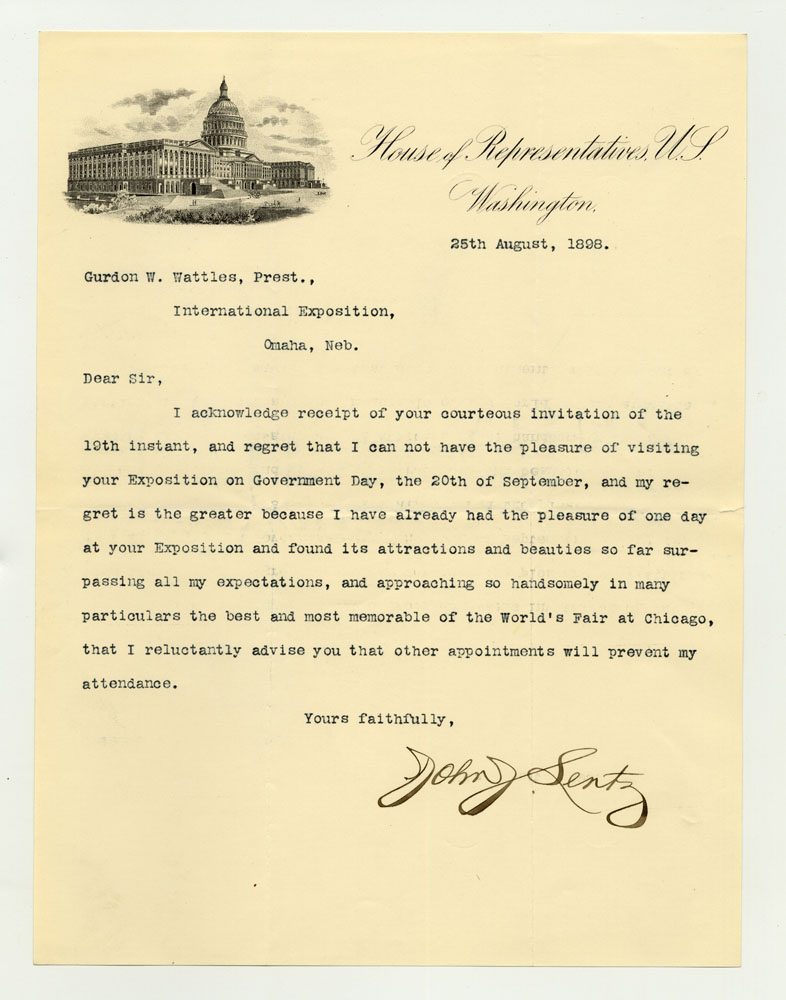 Government Day Invitations; U. S. Representative. 1 sheet previously folded in sixths. Letter.
