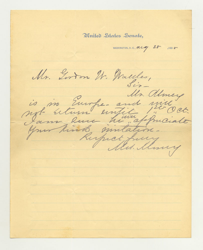 Government Day Invitations; U. S. Senator. 1 sheet previously folded in sixths. Letter.