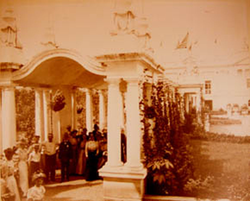 Colonnade between Mines & Mining and Liberal Arts Buildings; Enlarged photograph.