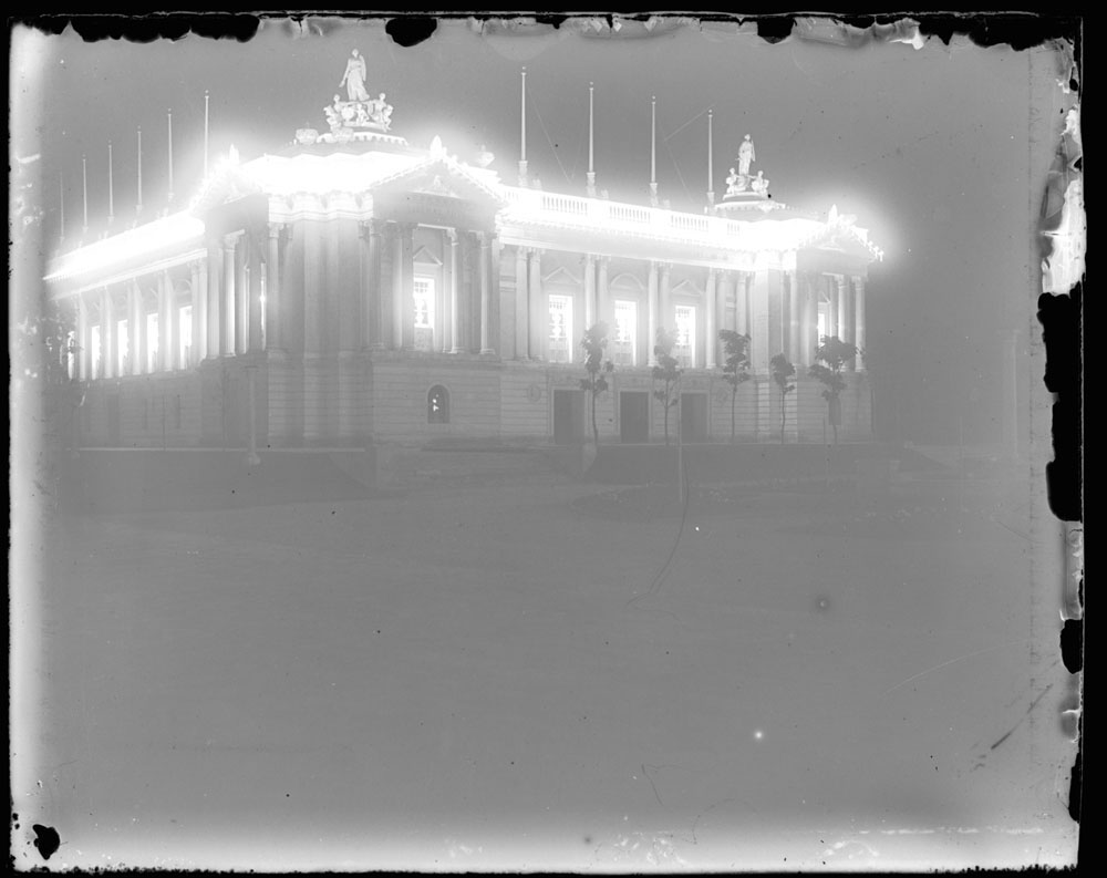 Liberal Arts Building at night.