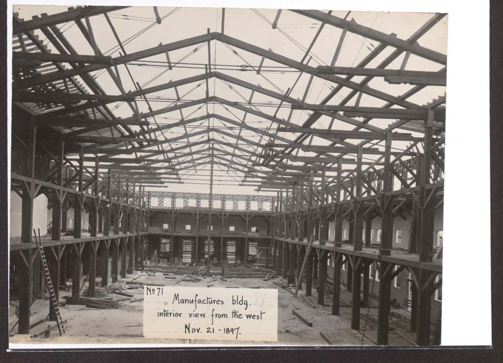 Construction of Mines and Mining Building. Interior view.