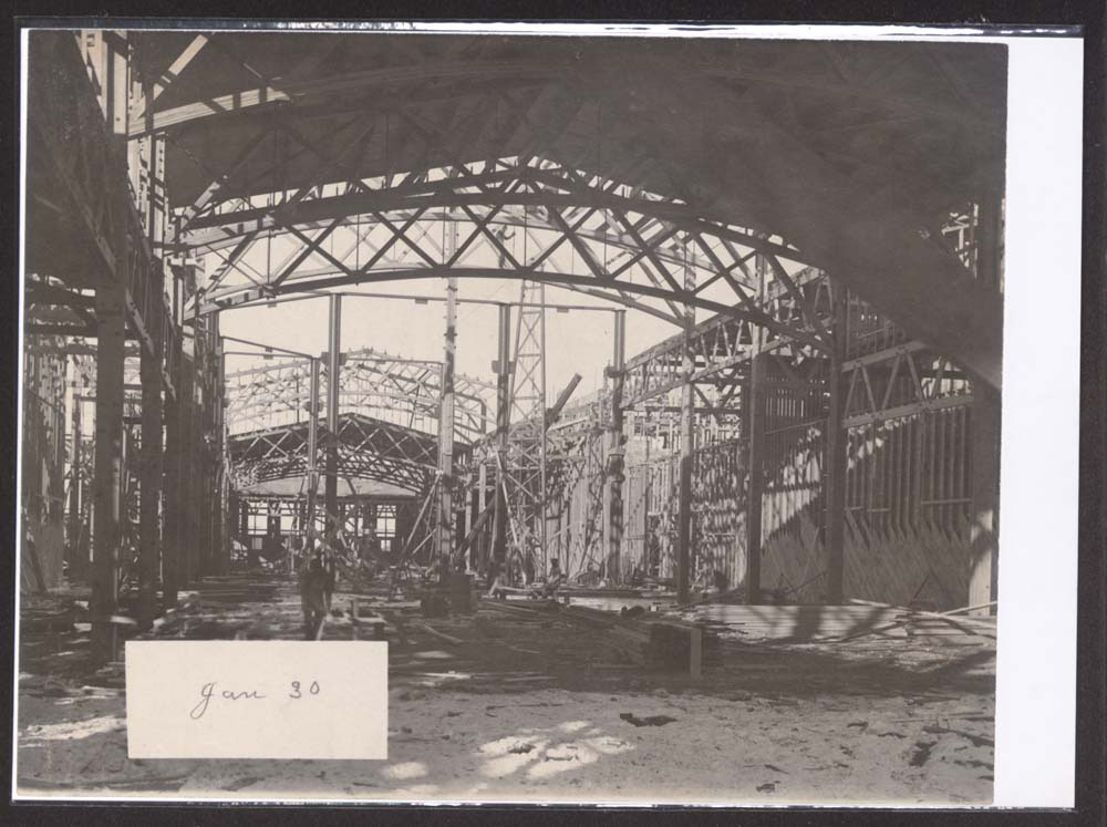 Interior view of building construction.